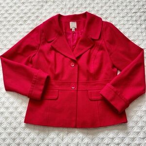 Halogen Cherry Red Tailored Single Breasted Long Sleeve Lined Blazer Size LP